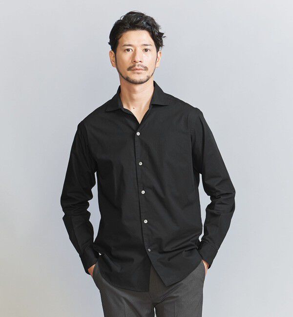 BEAUTY&YOUTH UNITED ARROWS「【WEB限定 WARDROBE SMART】コットン ワイドカラー スキッパー シャツ」|シャツ・ブラウス|