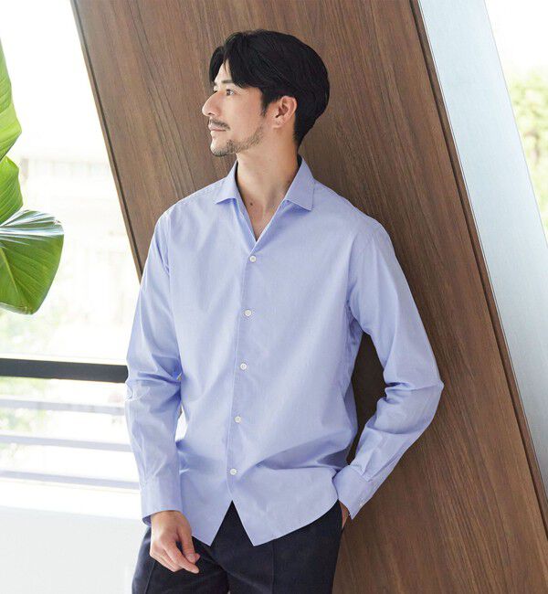 BEAUTY&YOUTH UNITED ARROWS「【WEB限定 WARDROBE SMART】コットン ワイドカラー スキッパー シャツ」|シャツ・ブラウス|TURQUOISE