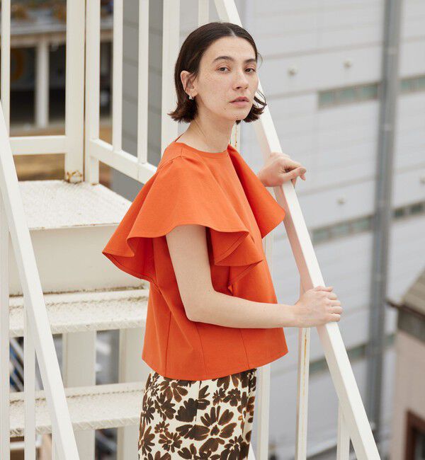BEAUTY&YOUTH UNITED ARROWS「【WEB限定】ラッフル フリルスリーブプルオーバー 遮熱 吸水速乾」|Tシャツ・カットソー|ORANGE