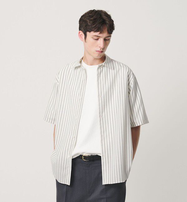 BEAUTY&YOUTH UNITED ARROWS「尾州 ストライプ レギュラー ショートスリーブ シャツ GRANDE TAPERD型 ウォッシャブル MADE IN JAPAN」|シャツ・ブラウス|