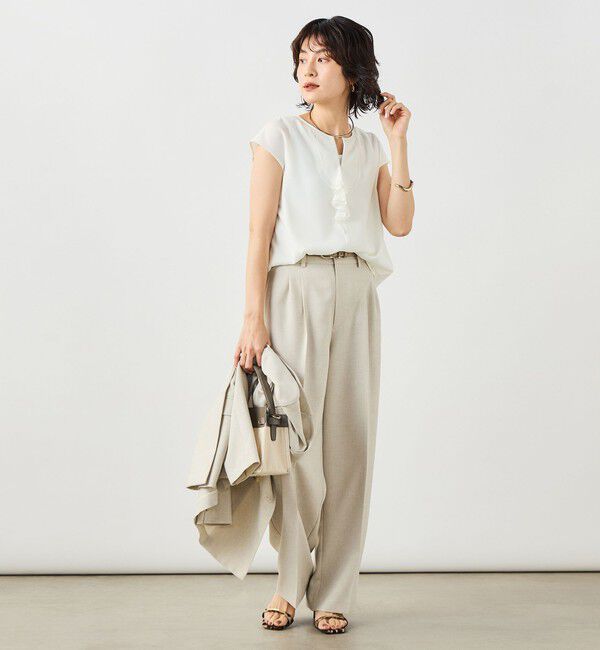 NOLLEY'S sophi「ウォッシャブルストレッチジョーゼットフロントラッフルブラウス」|シャツ・ブラウス|