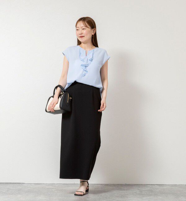 NOLLEY'S sophi「ウォッシャブルストレッチジョーゼットフロントラッフルブラウス」|シャツ・ブラウス|