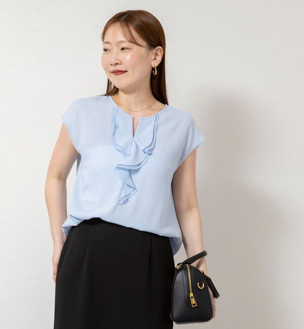 NOLLEY'S sophi「ウォッシャブルストレッチジョーゼットフロントラッフルブラウス」|シャツ・ブラウス|