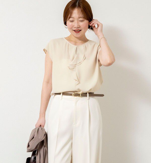 NOLLEY'S sophi「ウォッシャブルストレッチジョーゼットフロントラッフルブラウス」|シャツ・ブラウス|