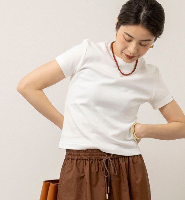 MAQWEL「【MAQWEL/マクウェル】ウォッシャブルCOTTON RIB 半袖Tシャツ」|Tシャツ・カットソー|