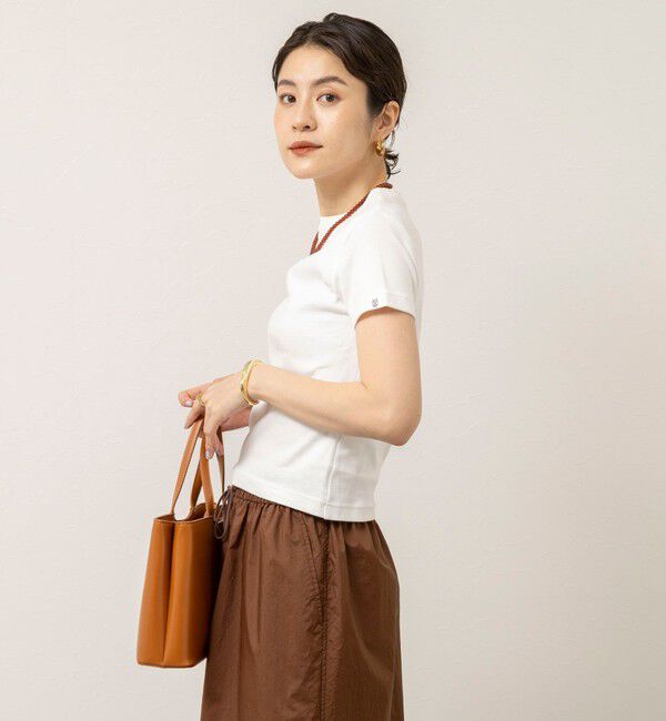 MAQWEL「【MAQWEL/マクウェル】ウォッシャブルCOTTON RIB 半袖Tシャツ」|Tシャツ・カットソー|