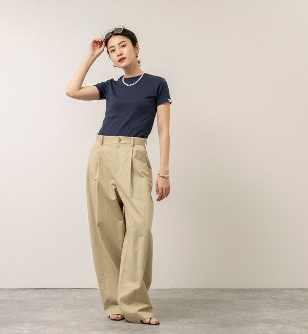 MAQWEL「【MAQWEL/マクウェル】ウォッシャブルCOTTON RIB 半袖Tシャツ」|Tシャツ・カットソー|