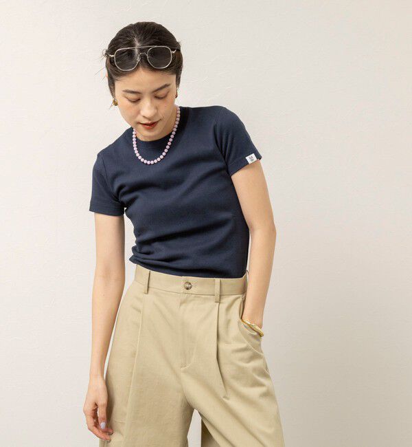 MAQWEL「【MAQWEL/マクウェル】ウォッシャブルCOTTON RIB 半袖Tシャツ」|Tシャツ・カットソー|