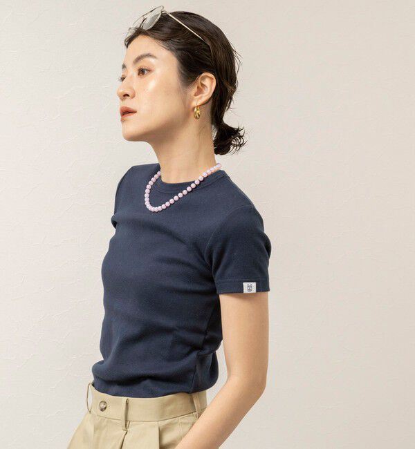 MAQWEL「【MAQWEL/マクウェル】ウォッシャブルCOTTON RIB 半袖Tシャツ」|Tシャツ・カットソー|