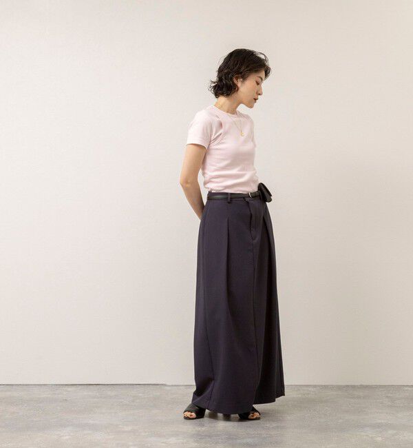 MAQWEL「【MAQWEL/マクウェル】ウォッシャブルCOTTON RIB 半袖Tシャツ」|Tシャツ・カットソー|