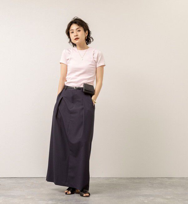 MAQWEL「【MAQWEL/マクウェル】ウォッシャブルCOTTON RIB 半袖Tシャツ」|Tシャツ・カットソー|