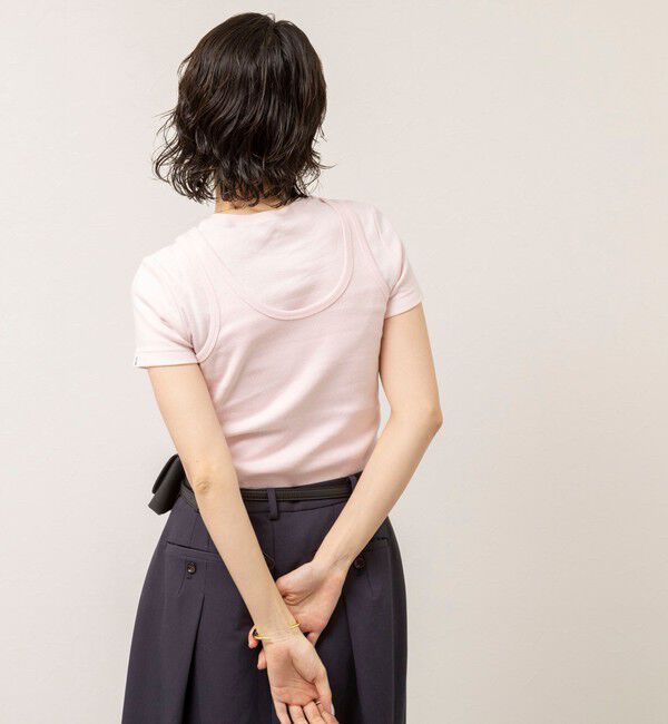 MAQWEL「【MAQWEL/マクウェル】ウォッシャブルCOTTON RIB 半袖Tシャツ」|Tシャツ・カットソー|