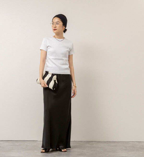 MAQWEL「【MAQWEL/マクウェル】ウォッシャブルCOTTON RIB 半袖Tシャツ」|Tシャツ・カットソー|