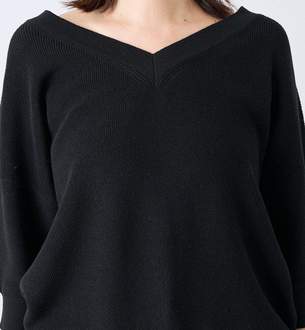  「【手洗い可能】ギマコットン片畦Vネックニット」|ニット・セーター|