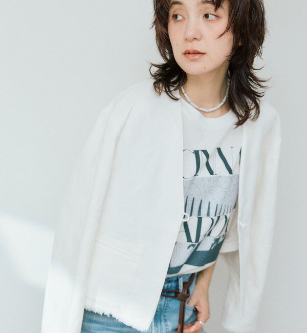  「予約【軽量/通気性抜群】ペーパーリネンノーカラージャケット」|テーラードジャケット|