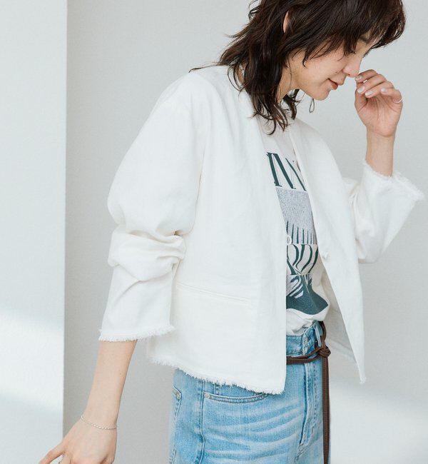  「予約【軽量/通気性抜群】ペーパーリネンノーカラージャケット」|テーラードジャケット|