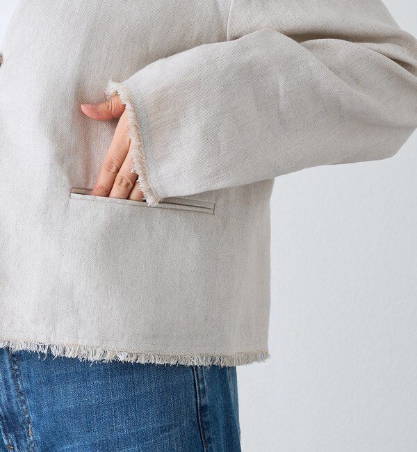  「予約【軽量/通気性抜群】ペーパーリネンノーカラージャケット」|テーラードジャケット|