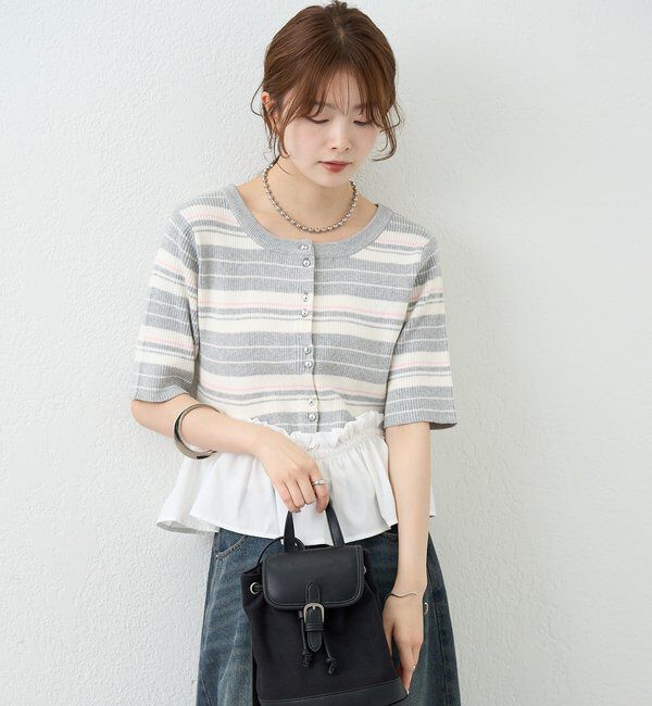  「ペプラム半袖ニット」|ニット・セーター|