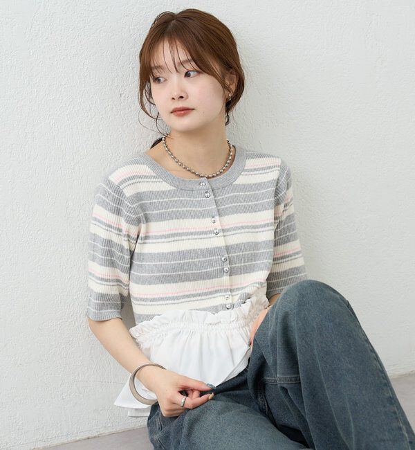  「ペプラム半袖ニット」|ニット・セーター|