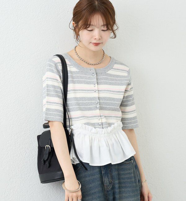 「ペプラム半袖ニット」|ニット・セーター|