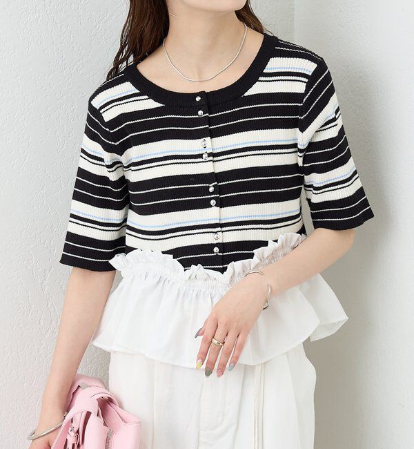  「ペプラム半袖ニット」|ニット・セーター|ブラックその他2