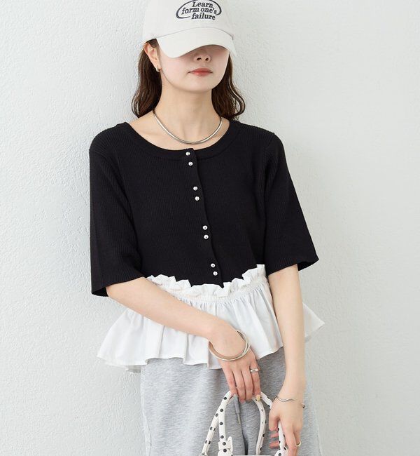  「ペプラム半袖ニット」|ニット・セーター|