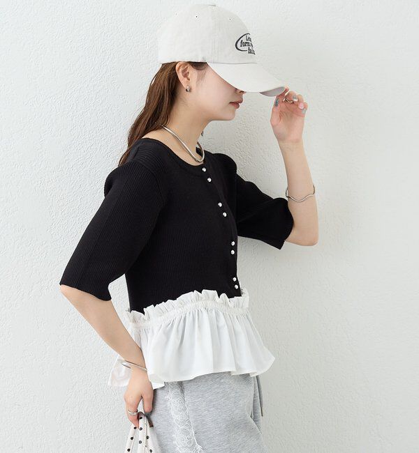  「ペプラム半袖ニット」|ニット・セーター|
