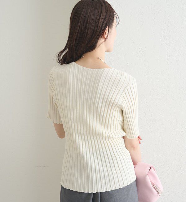  「ラウンドスリット半袖カーディガン」|カーディガン|
