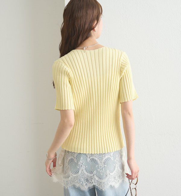  「ラウンドスリット半袖カーディガン」|カーディガン|