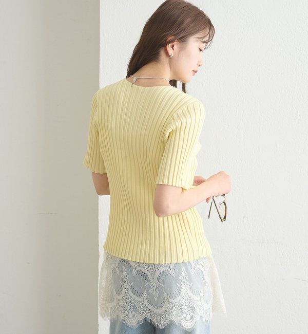  「ラウンドスリット半袖カーディガン」|カーディガン|