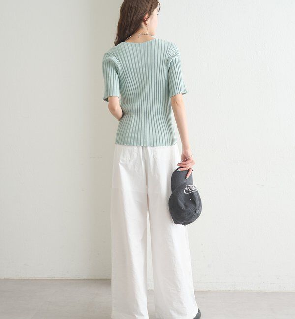  「ラウンドスリット半袖カーディガン」|カーディガン|