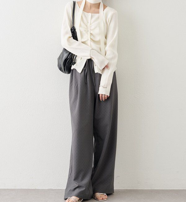  「タイ付きスクエアネックカーディガン」|カーディガン|