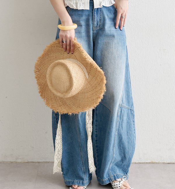  「レースタイ付きストローハット」|ハット|