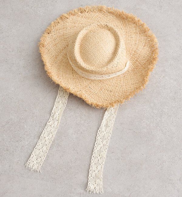  「レースタイ付きストローハット」|ハット|