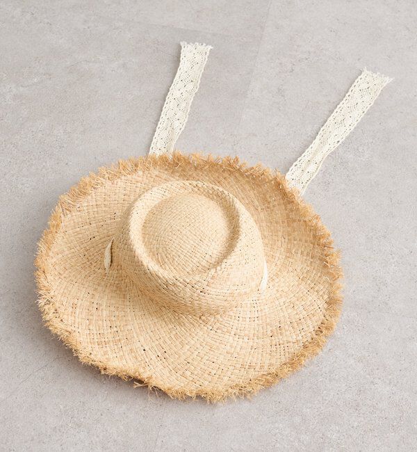  「レースタイ付きストローハット」|ハット|