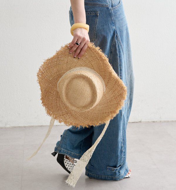  「レースタイ付きストローハット」|ハット|