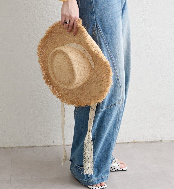  「レースタイ付きストローハット」|ハット|