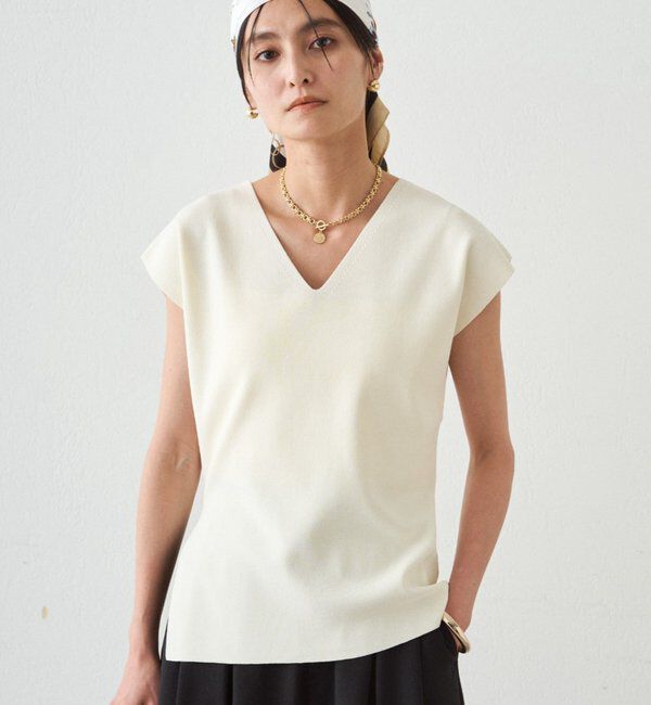  「2WAYツヤニット」|ニット・セーター|オフホワイト