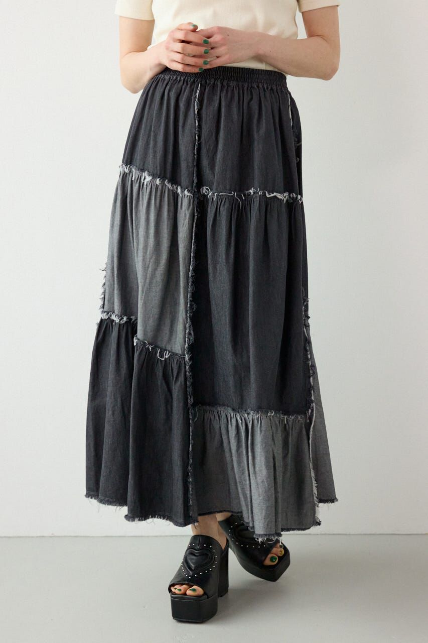 RODEO CROWNS「デニムパッチワークティアードスカート」|スカート|