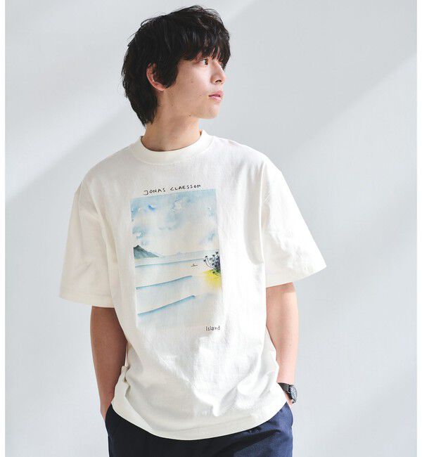 UNITED ARROWS green label relaxing「【別注】＜Jonas Claesson＞SEA アート 半袖 Tシャツ」|Tシャツ・カットソー|WHITE