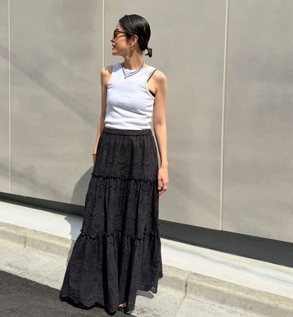 MAQWEL「【MAQWEL/マクウェル】ウォッシャブルコツトンレースティアードスカート」|スカート|