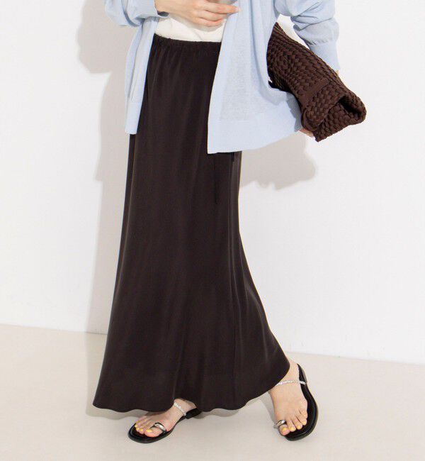 NOLLEY'S「フィブリルタフタサイドリボンバイヤススカート」|スカート|ダークブラウン