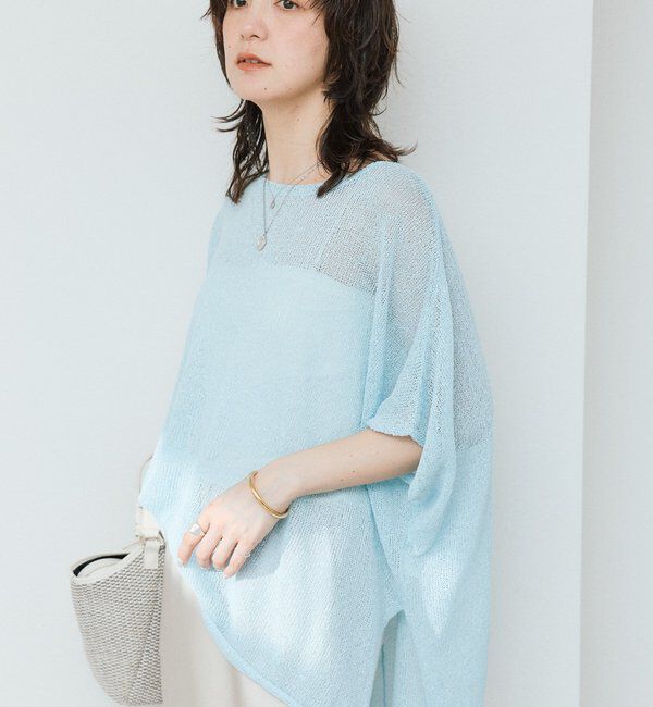  「【通気性/吸水速乾性/軽量/防シワ性】ペーパーポンチョニット」|ニット・セーター|