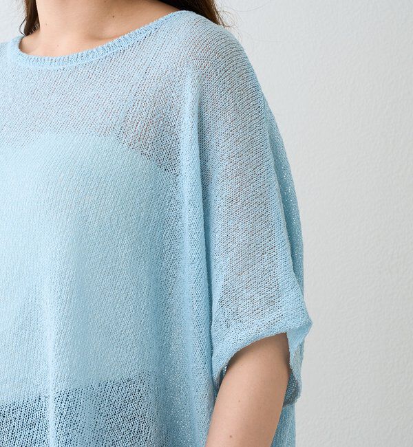 「【通気性/吸水速乾性/軽量/防シワ性】ペーパーポンチョニット」|ニット・セーター|