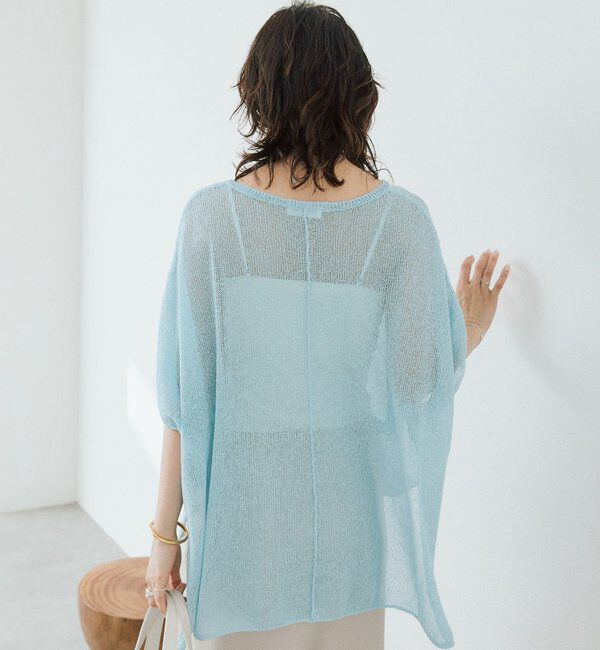  「【通気性/吸水速乾性/軽量/防シワ性】ペーパーポンチョニット」|ニット・セーター|
