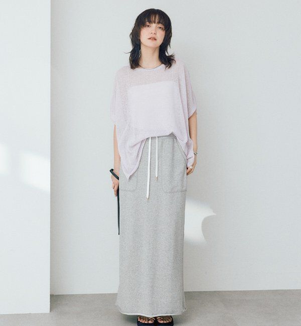  「【通気性/吸水速乾性/軽量/防シワ性】ペーパーポンチョニット」|ニット・セーター|