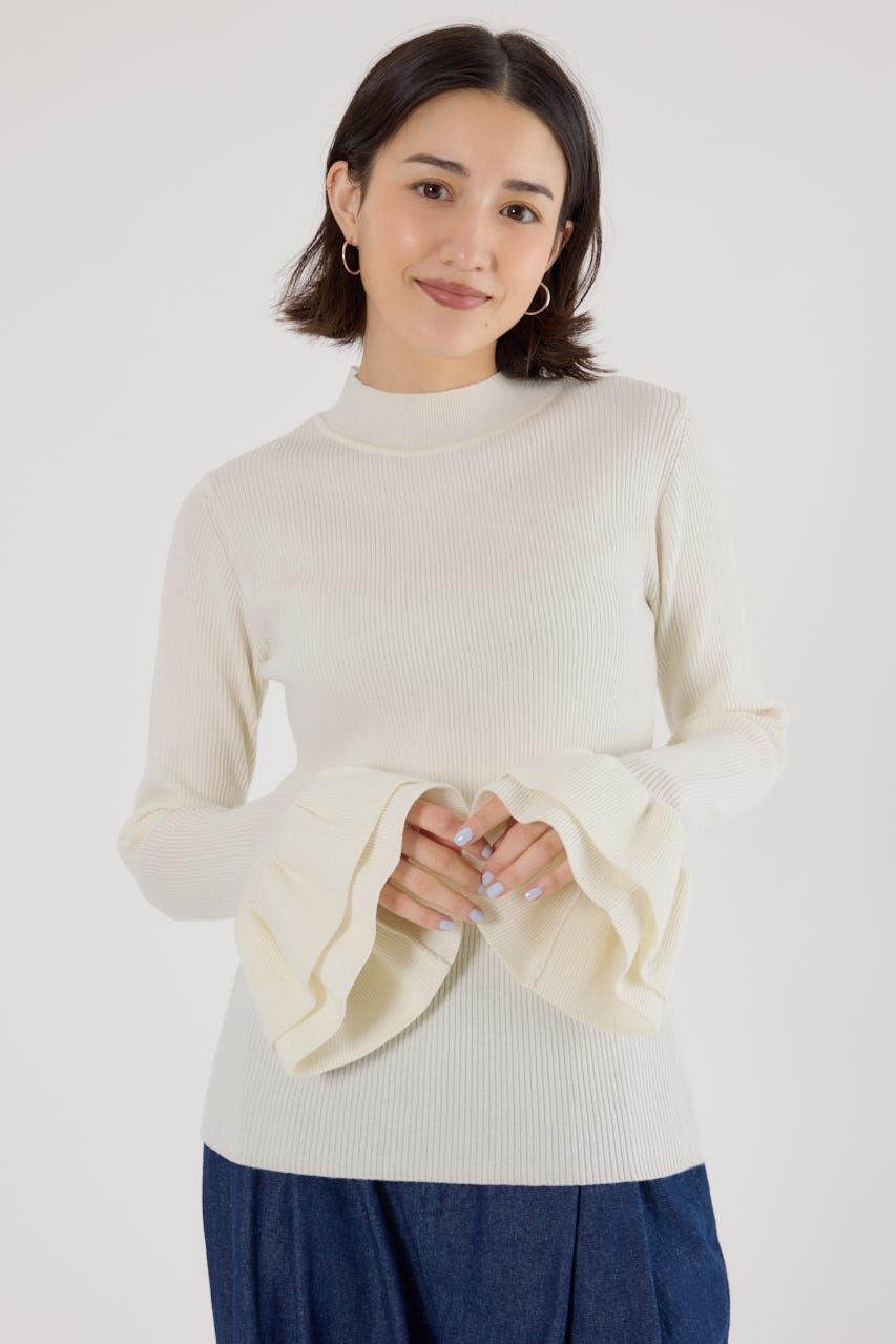 RODEO CROWNS「フリルリブニットトップス」|ニット・セーター|O/WHT1