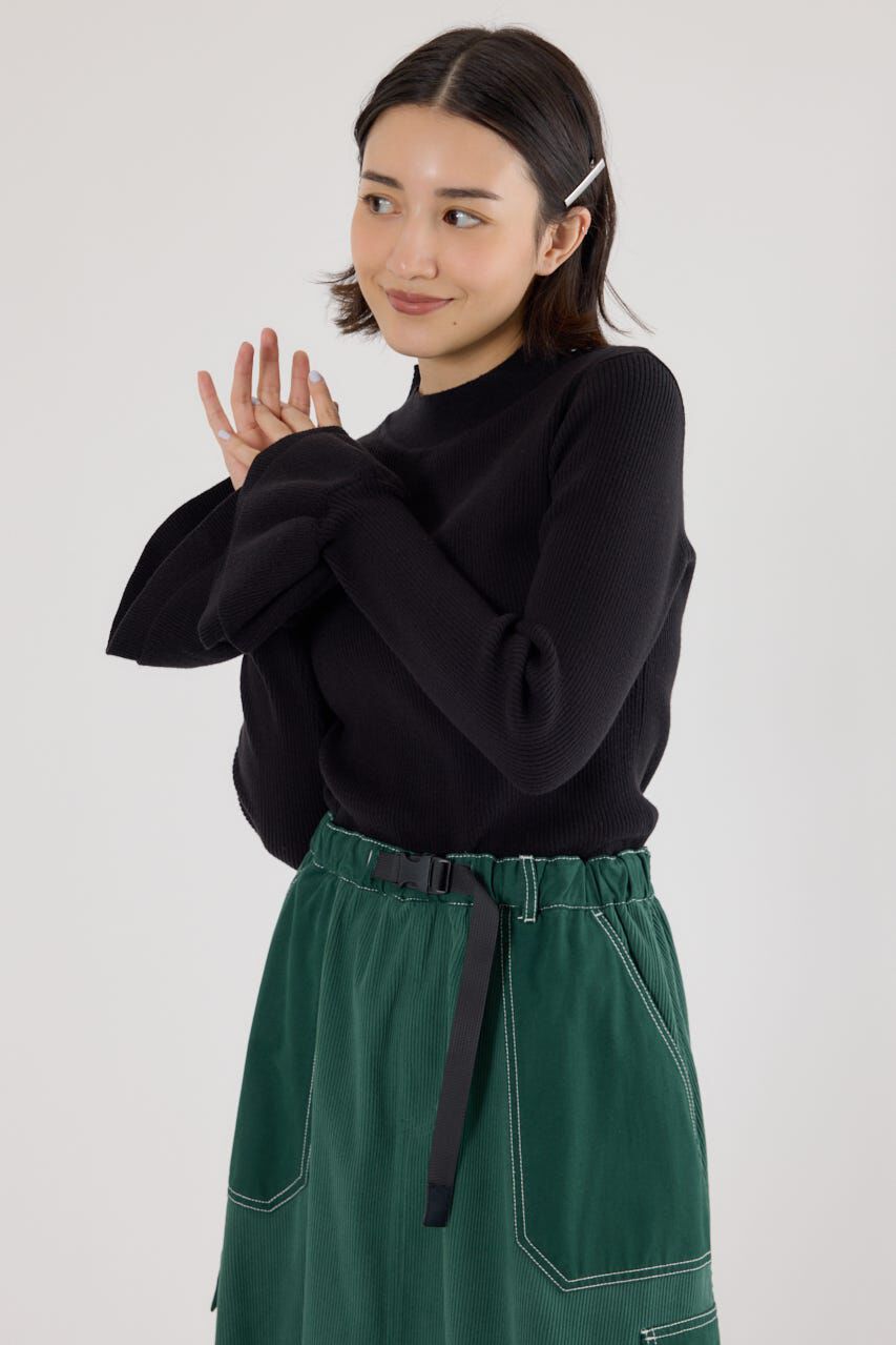 RODEO CROWNS「フリルリブニットトップス」|ニット・セーター|BLK