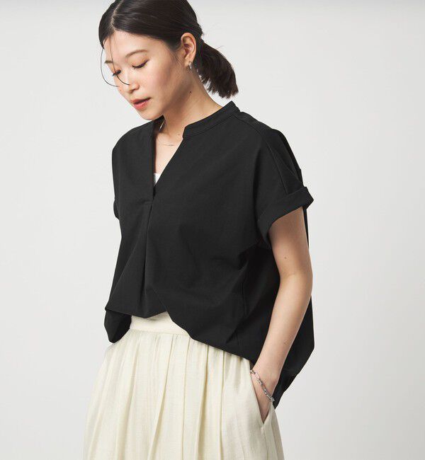 UNITED ARROWS green label relaxing「【WEB限定】＜at ease＞スキッパー カットソー 接触冷感 UVカット 遮熱」|Tシャツ・カットソー|