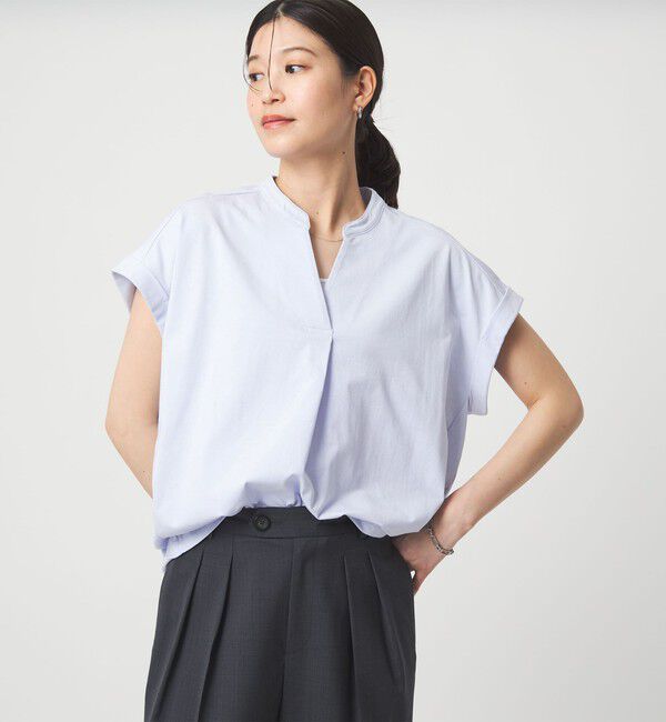 UNITED ARROWS green label relaxing「【WEB限定】＜at ease＞スキッパー カットソー 接触冷感 UVカット 遮熱」|Tシャツ・カットソー|